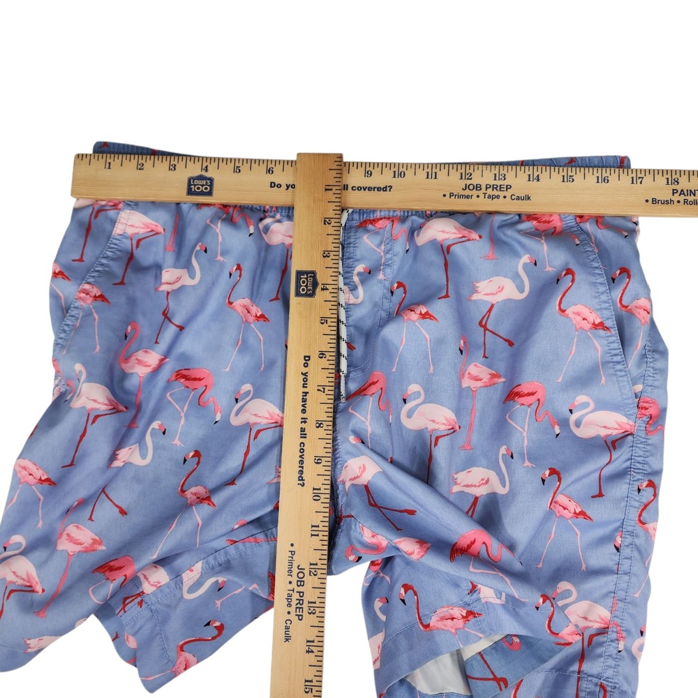 Maamgic Swim Trunks sz M Men Pink Flamingos Tropical Blue Pink 33x6.5 Resortwear - Picture 8 of 12